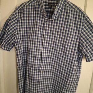 George Men's Casual Blue and White Checkered Shirt
